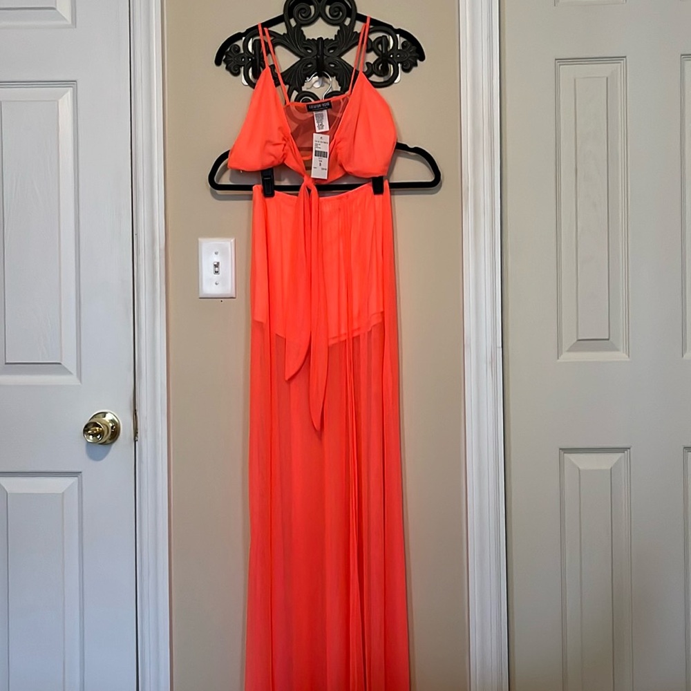 Fashion nova neon pink/orange 2 piece set size s